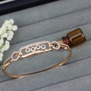 Elegant Rose Gold Bangle with Circle Accents and Crystal Detailing, XPBL0421